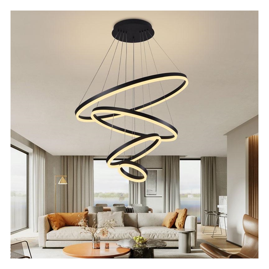 LED dimmbare Hängeleuchte an Seil LED/165W/230V 3000-6500K Ø 80 cm + Fernbedienung