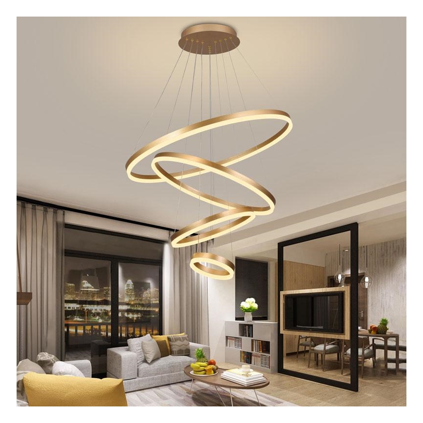 LED dimmbare Hängeleuchte an Seil LED/165W/230V 3000-6500K Ø 80 cm + Fernbedienung