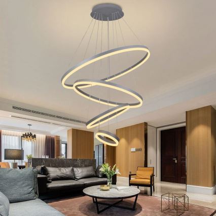 LED dimmbare Hängeleuchte an Seil LED/165W/230V 3000-6500K Ø 80 cm + Fernbedienung