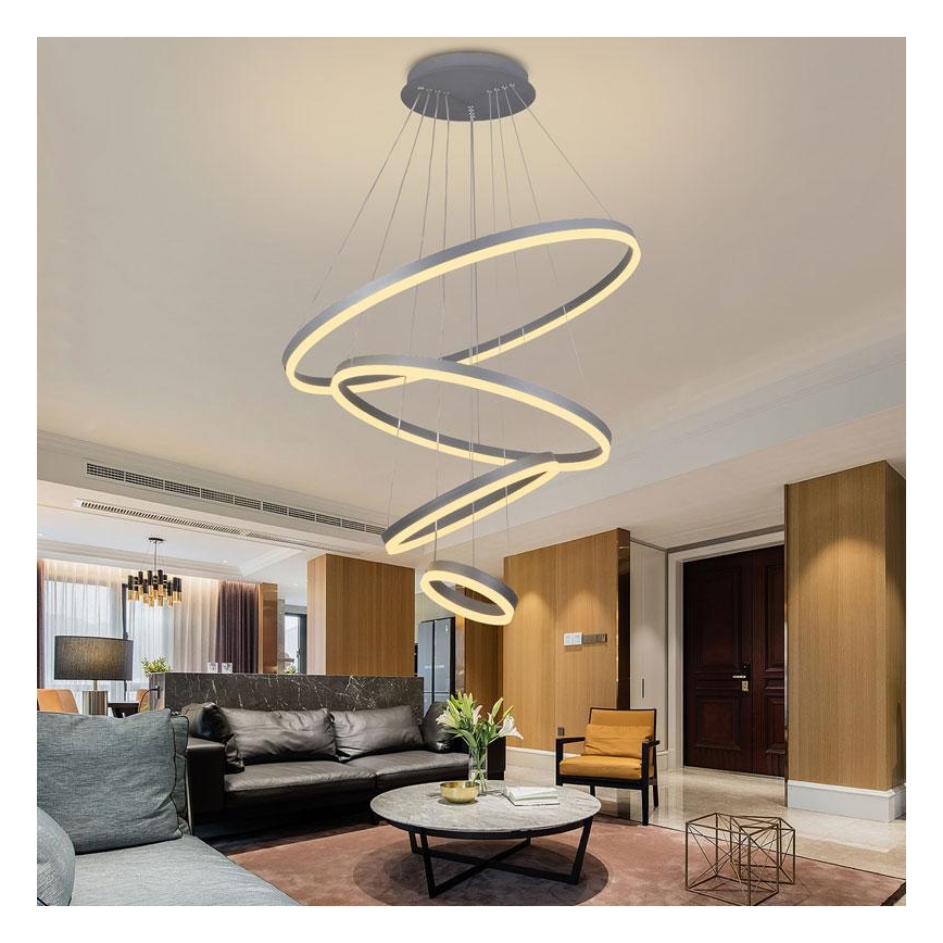 LED dimmbare Hängeleuchte an Seil LED/165W/230V 3000-6500K Ø 80 cm + Fernbedienung