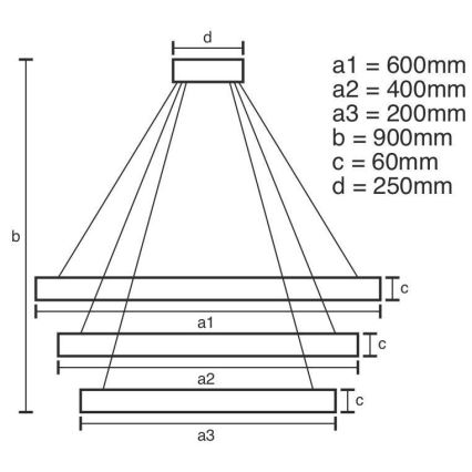 LED dimmbare Hängeleuchte an Seil LED/165W/230V 3000-6500K Ø 60 cm + Fernbedienung