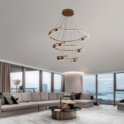 LED dimmbare Hängeleuchte an Seil LED/170W/230V 3000-6500K Ø 80 cm + Fernbedienung