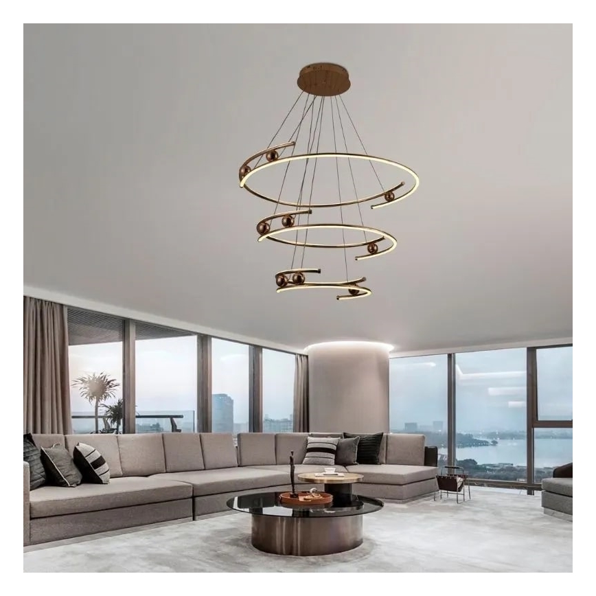 LED dimmbare Hängeleuchte an Seil LED/170W/230V 3000-6500K Ø 80 cm + Fernbedienung
