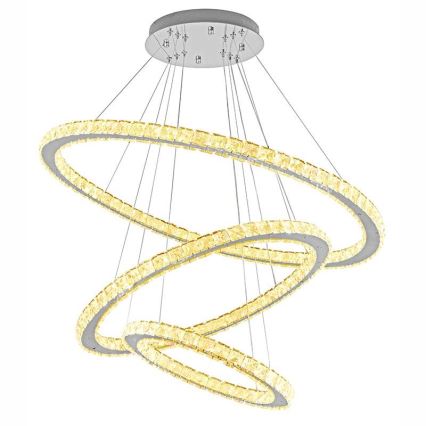 LED dimmbarer Kristall-Kronleuchter an Kabel LED/210W/230V 3000-6500K Silber + Fernbedienung