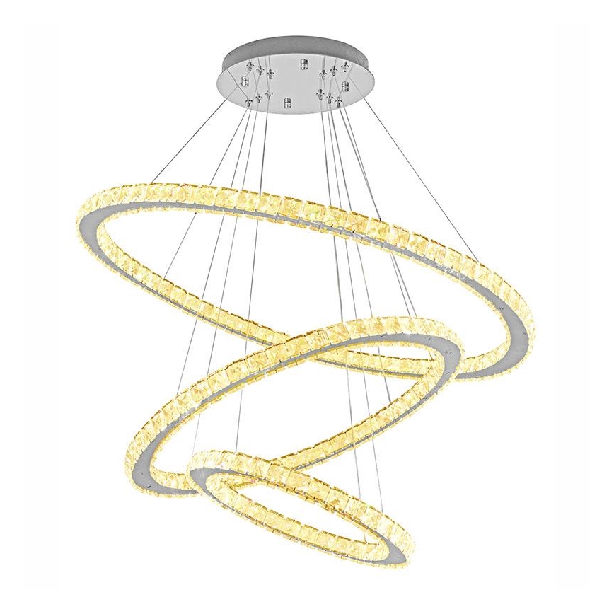 LED dimmbarer Kristall-Kronleuchter an Kabel LED/210W/230V 3000-6500K Silber + Fernbedienung