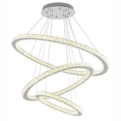 LED dimmbarer Kristall-Kronleuchter an Kabel LED/210W/230V 3000-6500K Silber + Fernbedienung