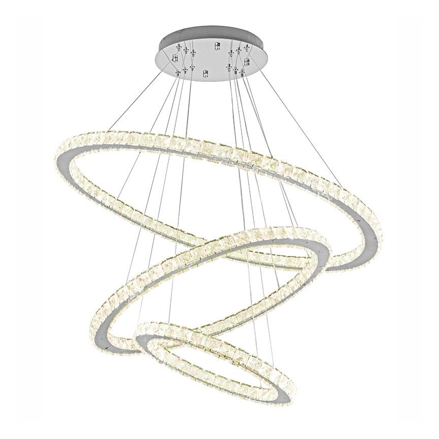 LED dimmbarer Kristall-Kronleuchter an Kabel LED/210W/230V 3000-6500K Silber + Fernbedienung