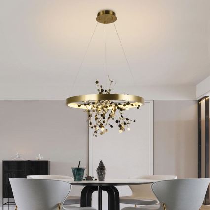 LED dimmbare Hängeleuchte an Seil LED/40W/230V 3000-6500K gold + Fernbedienung