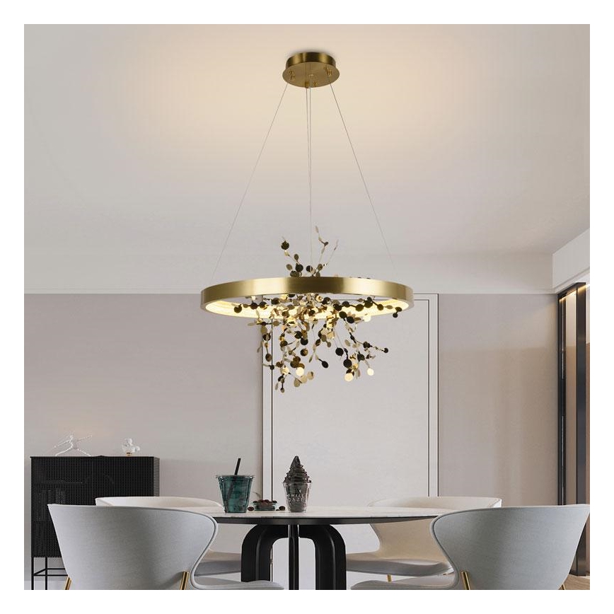 LED dimmbare Hängeleuchte an Seil LED/40W/230V 3000-6500K gold + Fernbedienung