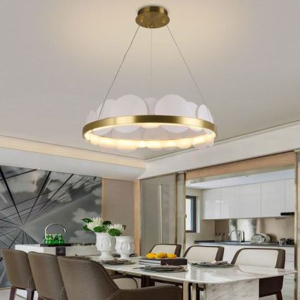 LED dimmbare Hängeleuchte an Seil LED/40W/230V 3000-6500K gold + Fernbedienung