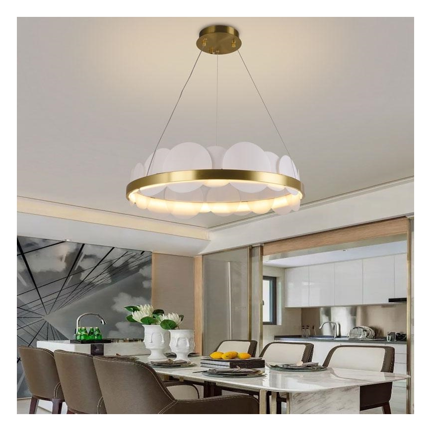 LED dimmbare Hängeleuchte an Seil LED/40W/230V 3000-6500K gold + Fernbedienung