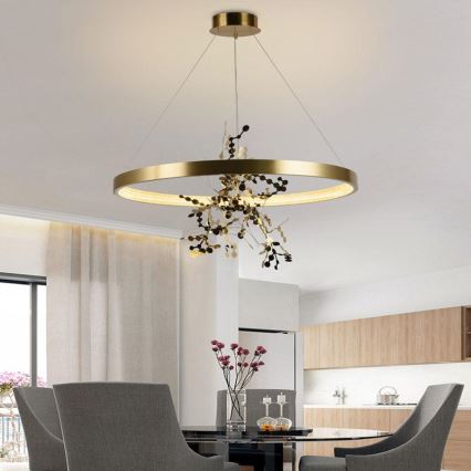LED dimmbare Hängeleuchte an Seil LED/55W/230V 3000-6500K gold + Fernbedienung