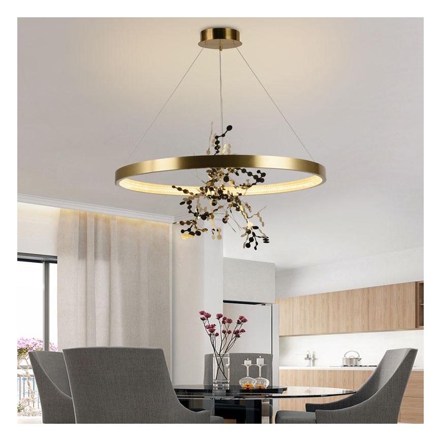 LED dimmbare Hängeleuchte an Seil LED/55W/230V 3000-6500K gold + Fernbedienung