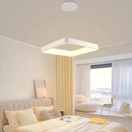 LED dimmbare Hängeleuchte an Seil LED/55W/230V 3000-6500K Weiß + Fernbedienung