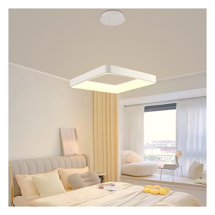 LED dimmbare Hängeleuchte an Seil LED/55W/230V 3000-6500K Weiß + Fernbedienung