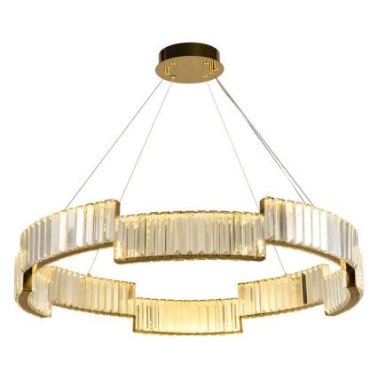 LED dimmbarer Kristall-Pendelleuchter an Seil LED/60W/230V 3000-6500K goldfarben + Fernbedienung