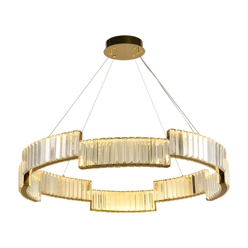 LED dimmbarer Kristall-Pendelleuchter an Seil LED/60W/230V 3000-6500K goldfarben + Fernbedienung