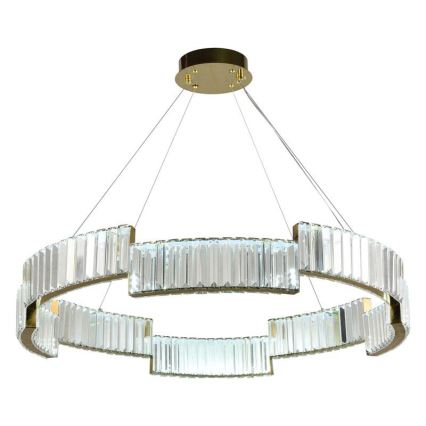 LED dimmbarer Kristall-Pendelleuchter an Seil LED/60W/230V 3000-6500K goldfarben + Fernbedienung