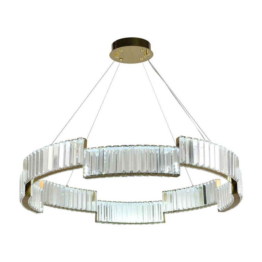 LED dimmbarer Kristall-Pendelleuchter an Seil LED/60W/230V 3000-6500K goldfarben + Fernbedienung