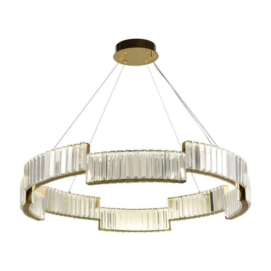 LED dimmbarer Kristall-Pendelleuchter an Seil LED/60W/230V 3000-6500K goldfarben + Fernbedienung