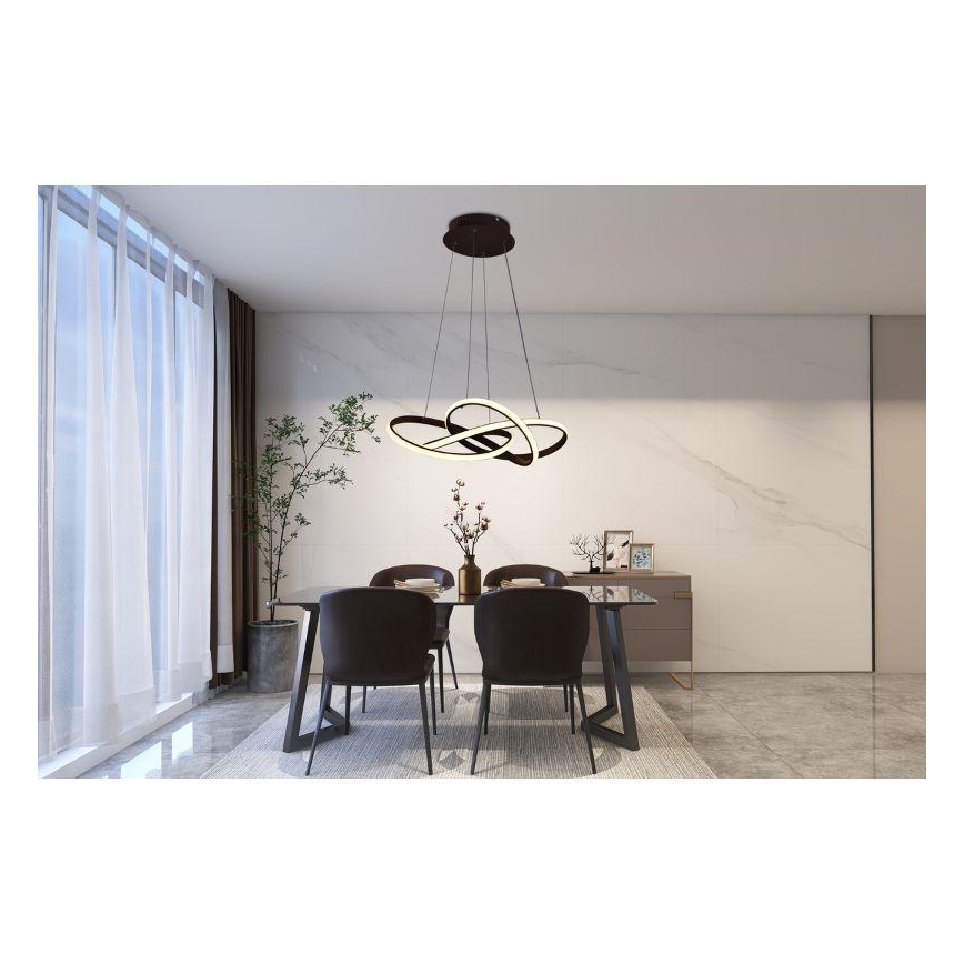 LED dimmbare Hängeleuchte an Kabel LED/65W/230V 3000-6500K Ø 48 cm braun + Fernbedienung