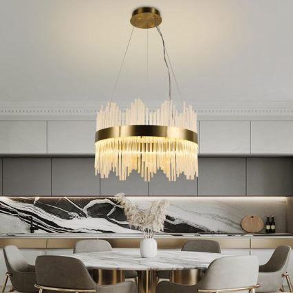 LED dimmbarer Kristall-Kronleuchter an Kabel LED/70W/230V 3000-6500K goldfarben + Fernbedienung