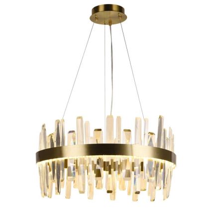 LED dimmbarer Kristall-Pendelleuchter an Kabel LED/80W/230V 3000-6500K gold + Fernbedienung