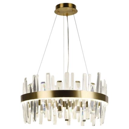 LED dimmbarer Kristall-Pendelleuchter an Kabel LED/80W/230V 3000-6500K gold + Fernbedienung