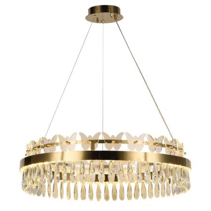LED dimmbarer Kristall-Pendelleuchter an Kabel LED/80W/230V 3000-6500K gold + Fernbedienung