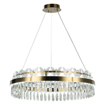LED dimmbarer Kristall-Pendelleuchter an Kabel LED/80W/230V 3000-6500K gold + Fernbedienung