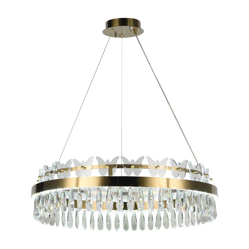 LED dimmbarer Kristall-Pendelleuchter an Kabel LED/80W/230V 3000-6500K gold + Fernbedienung