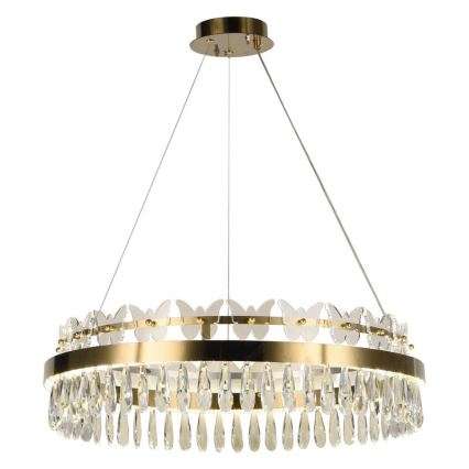 LED dimmbarer Kristall-Pendelleuchter an Kabel LED/80W/230V 3000-6500K gold + Fernbedienung