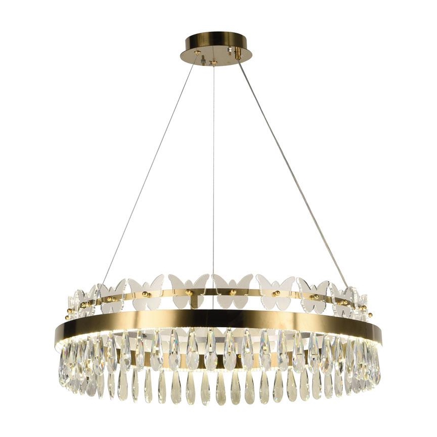 LED dimmbarer Kristall-Pendelleuchter an Kabel LED/80W/230V 3000-6500K gold + Fernbedienung
