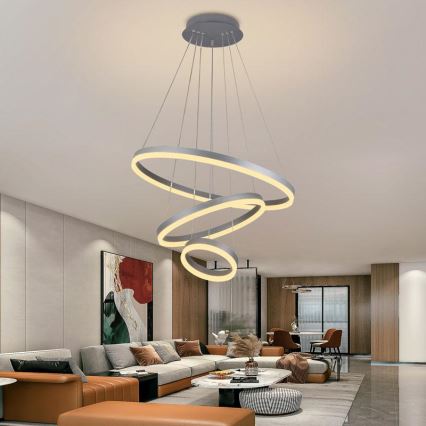 LED dimmbare Hängeleuchte an Seil LED/85W/230V 3000-6500K Ø 60 cm Ø 60 cm + Fernbedienung
