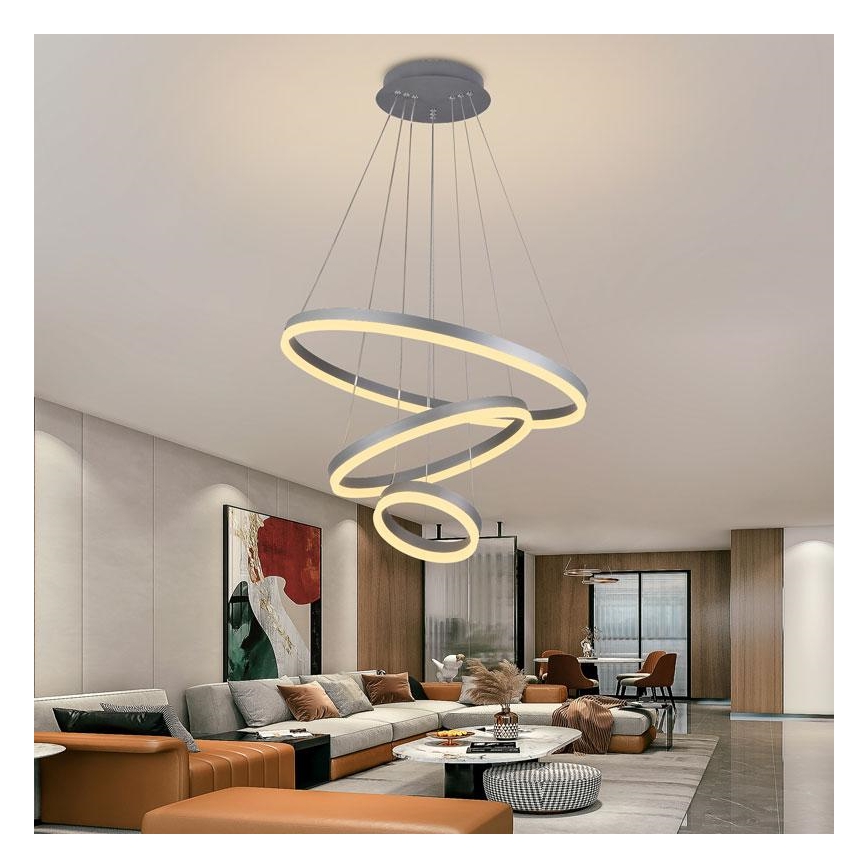 LED dimmbare Hängeleuchte an Seil LED/85W/230V 3000-6500K Ø 60 cm Ø 60 cm + Fernbedienung