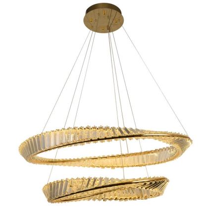 LED dimmbarer Kristall-Pendelleuchter an Seil LED/90W/230V 3000-6500K Gold/Chrom + Fernbedienung