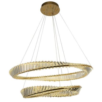 LED dimmbarer Kristall-Pendelleuchter an Seil LED/90W/230V 3000-6500K Gold/Chrom + Fernbedienung