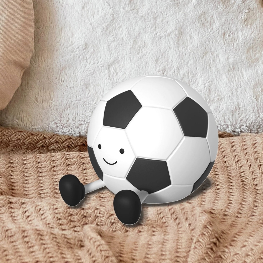 LED Dimmbare Kinder-Leuchte mit Touch-Funktion FOOTBALL LED/2W/5V USB 1200 mAh weiß/schwarz