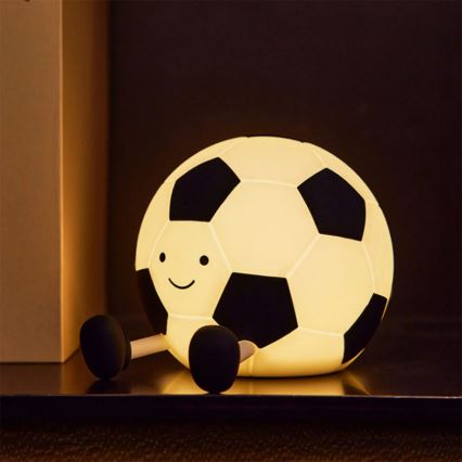 LED Dimmbare Kinder-Leuchte mit Touch-Funktion FOOTBALL LED/2W/5V USB 1200 mAh weiß/schwarz