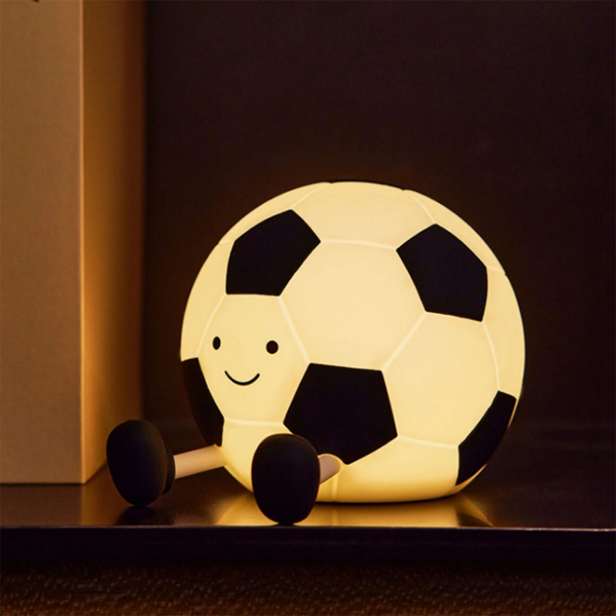 LED Dimmbare Kinder-Leuchte mit Touch-Funktion FOOTBALL LED/2W/5V USB 1200 mAh weiß/schwarz