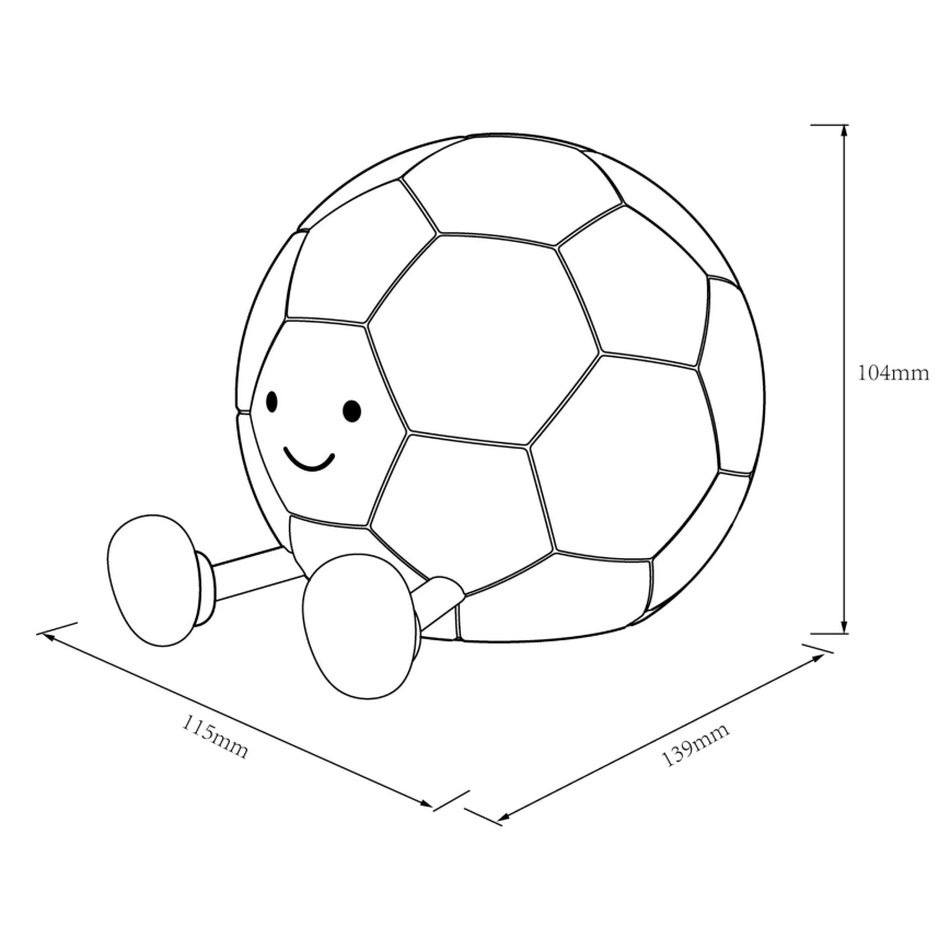 LED Dimmbare Kinder-Leuchte mit Touch-Funktion FOOTBALL LED/2W/5V USB 1200 mAh weiß/schwarz