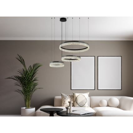 LED-dimmbarer Kristall-Kronleuchter an Stahlseil THALIA LED/120W/230V 3000-6000K + Fernbedienung