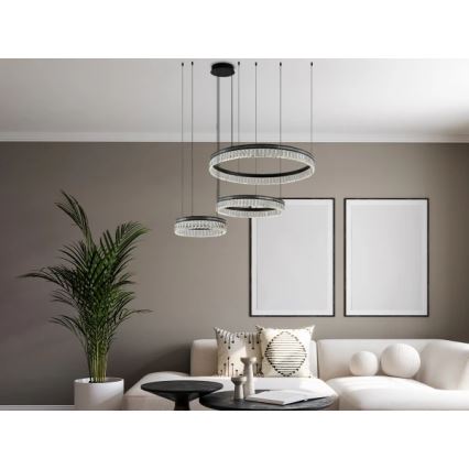 LED-dimmbarer Kristall-Kronleuchter an Stahlseil THALIA LED/120W/230V 3000-6000K + Fernbedienung