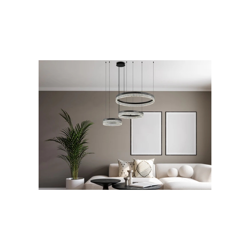 LED-dimmbarer Kristall-Kronleuchter an Stahlseil THALIA LED/120W/230V 3000-6000K + Fernbedienung