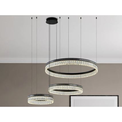 LED-dimmbarer Kristall-Kronleuchter an Stahlseil THALIA LED/120W/230V 3000-6000K + Fernbedienung