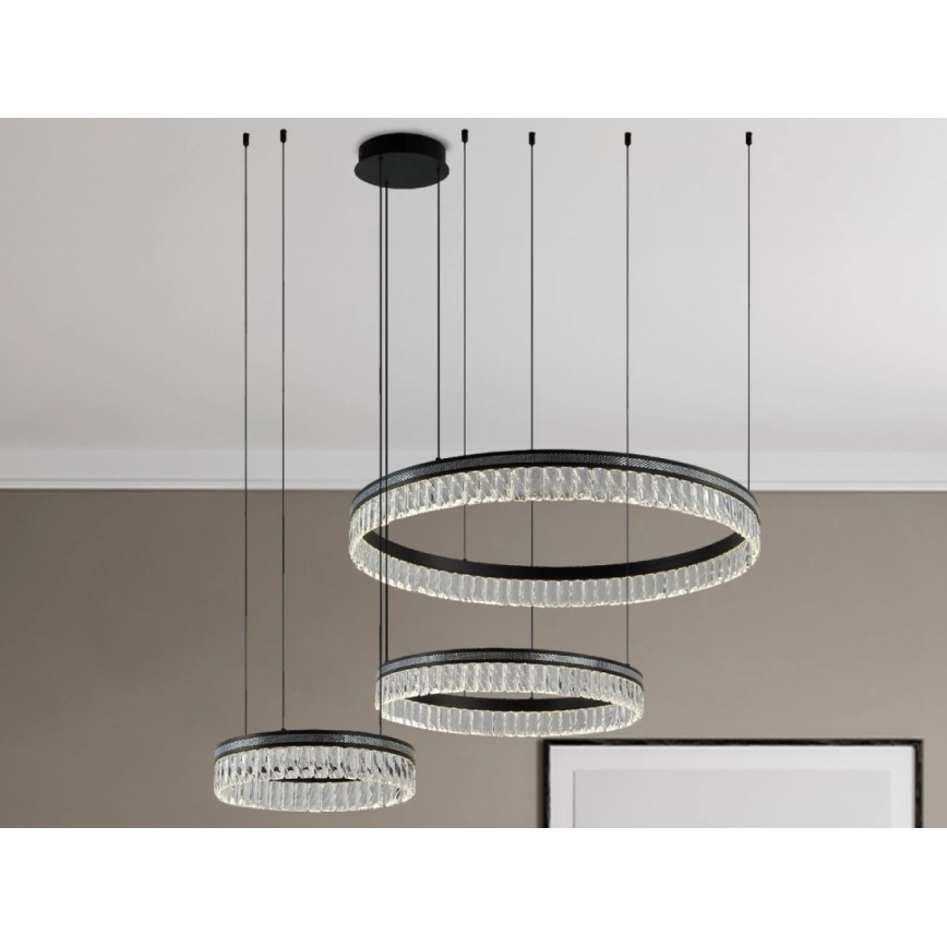 LED-dimmbarer Kristall-Kronleuchter an Stahlseil THALIA LED/120W/230V 3000-6000K + Fernbedienung