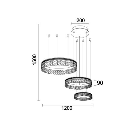 LED-dimmbarer Kristall-Kronleuchter an Stahlseil THALIA LED/120W/230V 3000-6000K + Fernbedienung