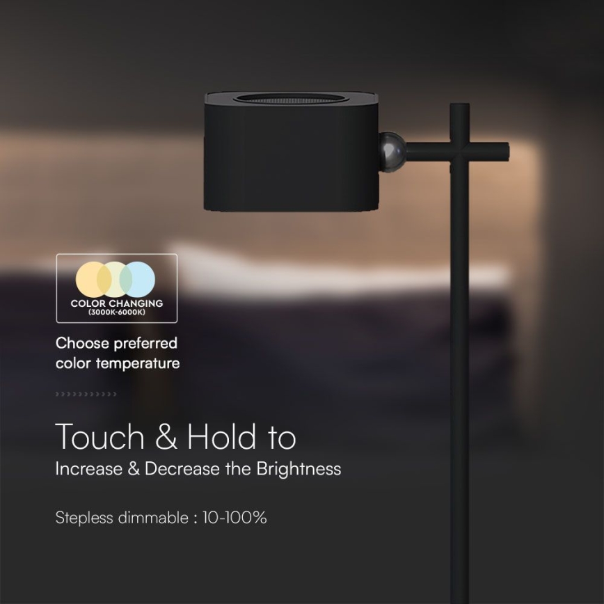 LED dimmbare magnetische wiederaufladbare Schreibtischlampe 4in1 LED/3W/5V 3000-6000K 1800 mAh schwarz