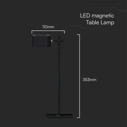 LED dimmbare magnetische wiederaufladbare Schreibtischlampe 4in1 LED/3W/5V 3000-6000K 1800 mAh schwarz