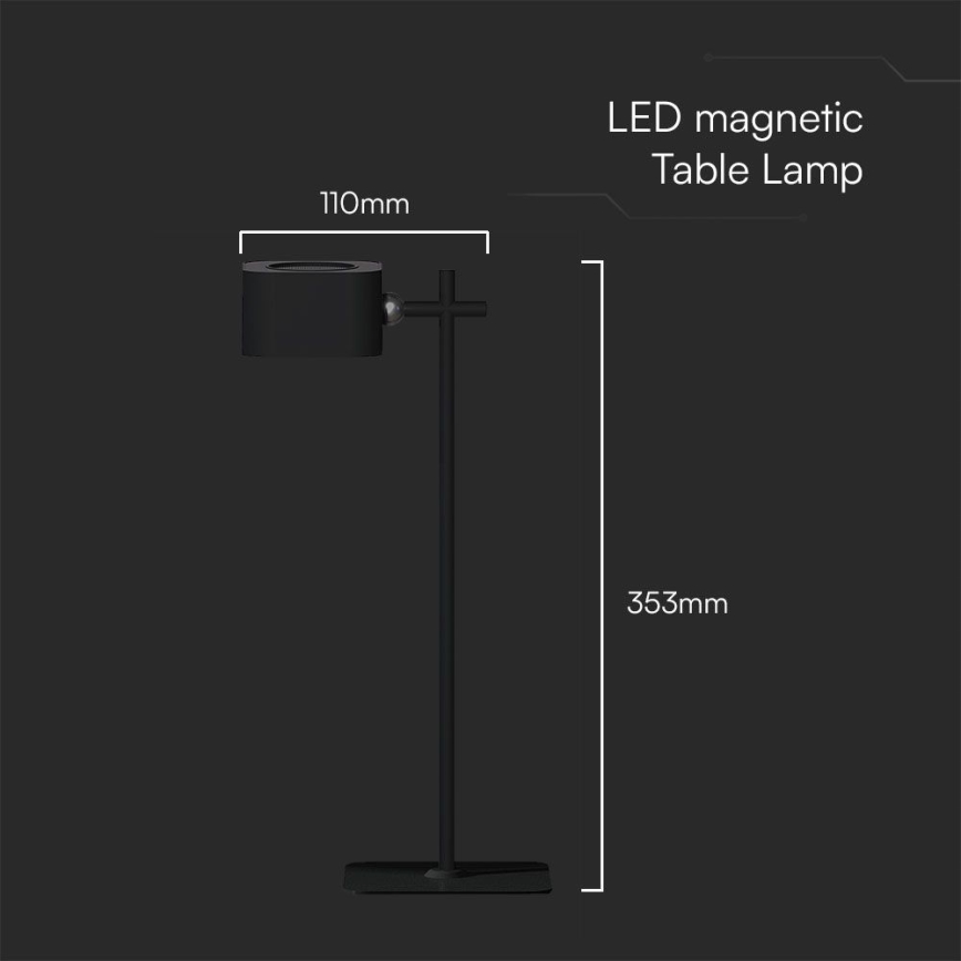 LED dimmbare magnetische wiederaufladbare Schreibtischlampe 4in1 LED/3W/5V 3000-6000K 1800 mAh schwarz